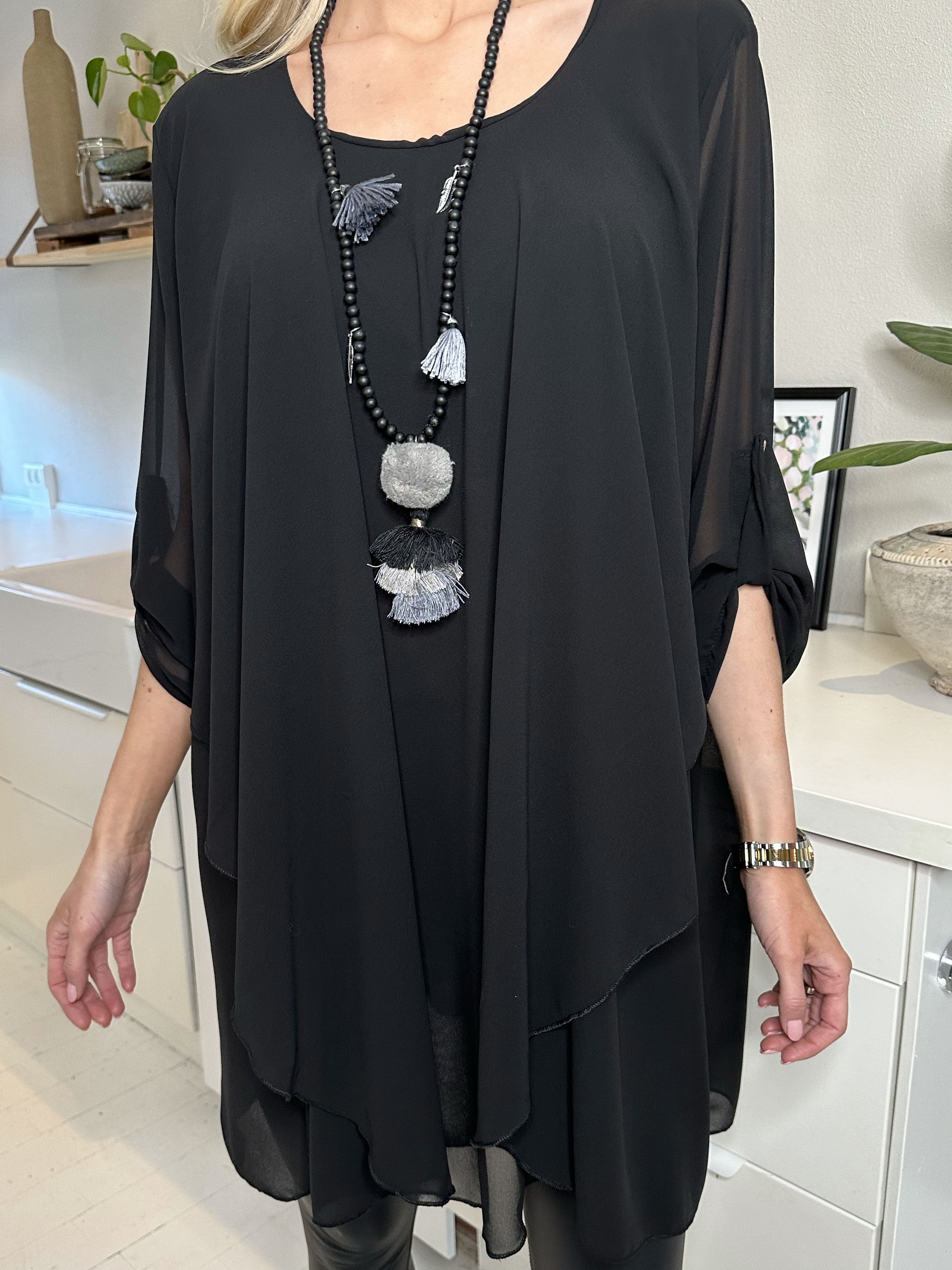 Wanda long sleeve - Tunikakjole i chiffon